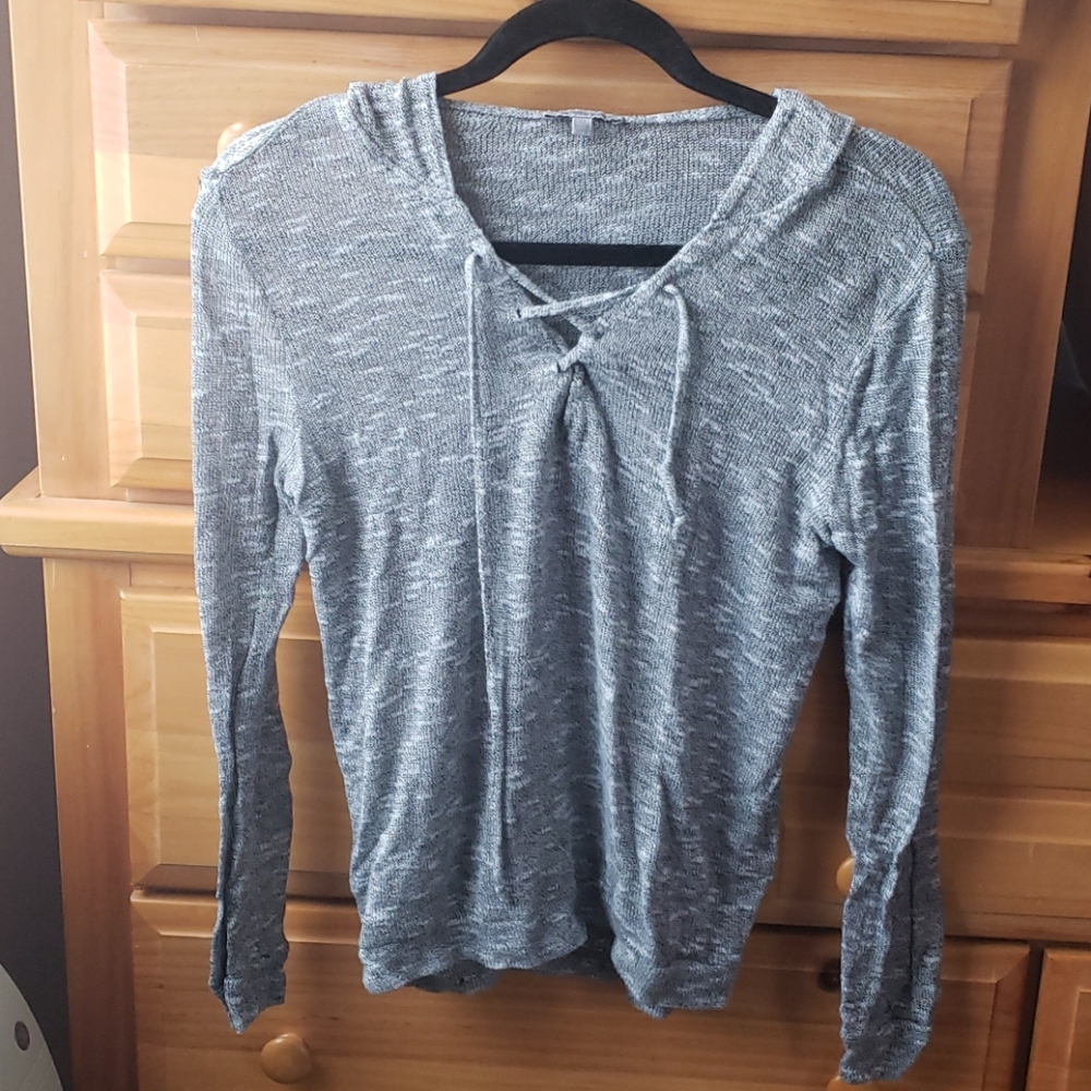 Lace up Hoodie Grey sweater Charlotte russe